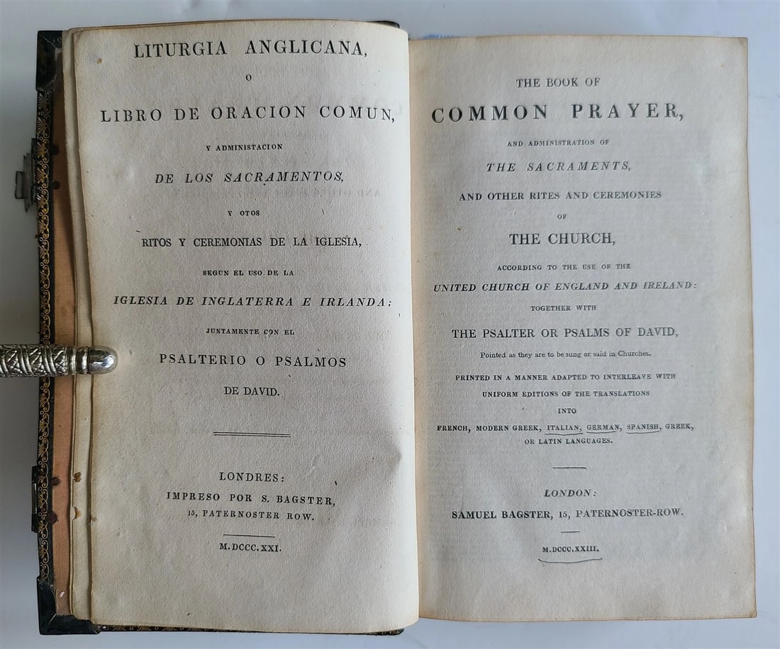 1823 BOOK of COMMON PRAYER in ENGLISH antique AMAZING BINDING w/CLASPS & CORNERS - 6