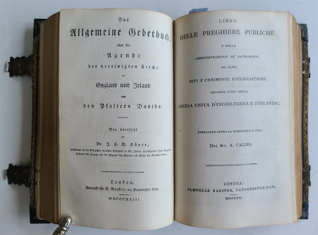 1823 BOOK of COMMON PRAYER in ENGLISH antique AMAZING BINDING w/CLASPS & CORNERS - 7