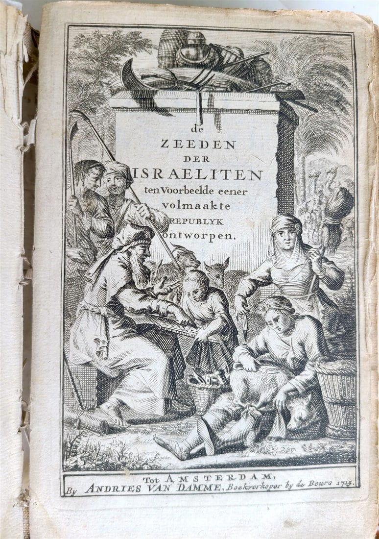 1715 HEBREW REPUBLIC in DUTCH antique ILLUSTRATED Judaica VELLUM BINDING - 3