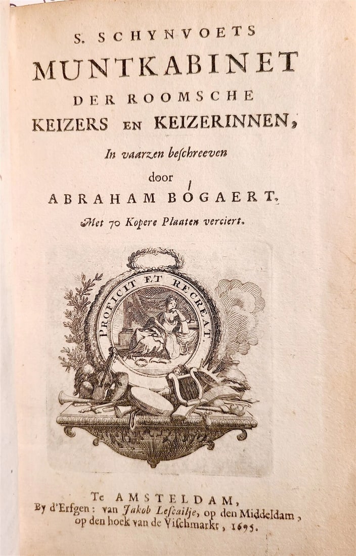 1695 NETHERLANDS NUMISMATICS antique VELLUM BINDING ILLUSTRATED - 3