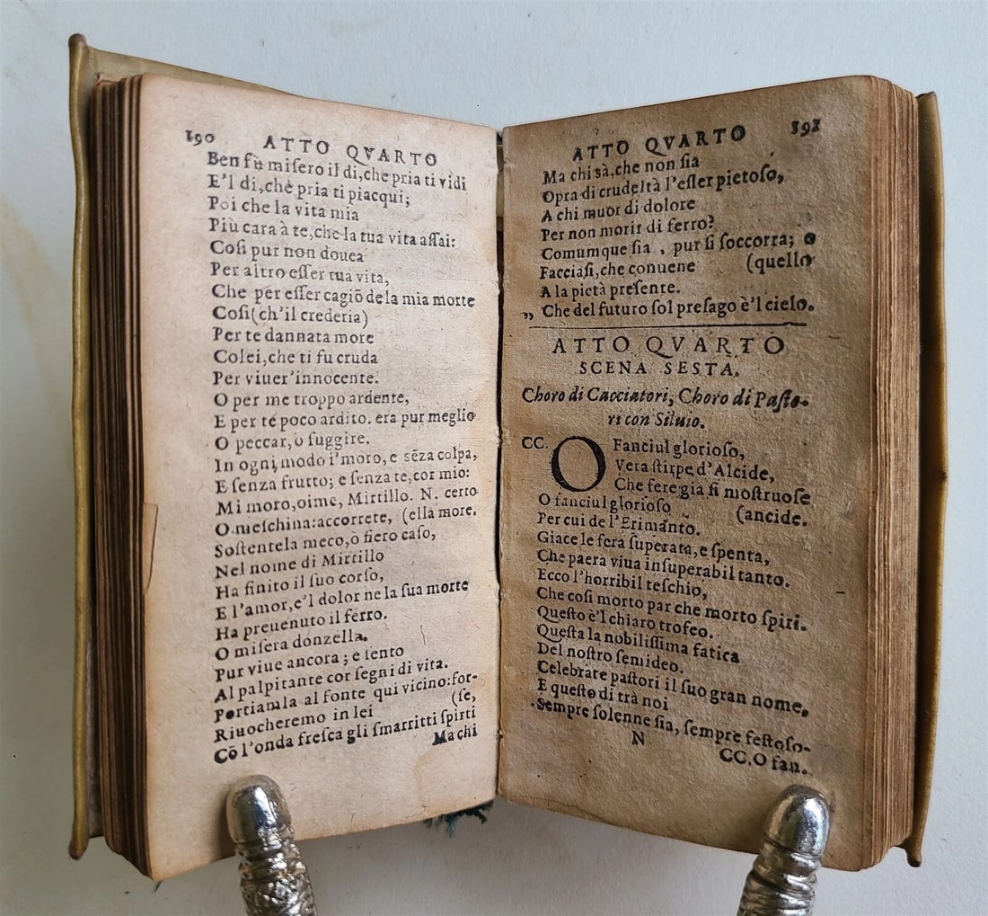 1619 IL PASTOR FIDO Tragicomedia pastorale antique VELLUM BOUND - 3