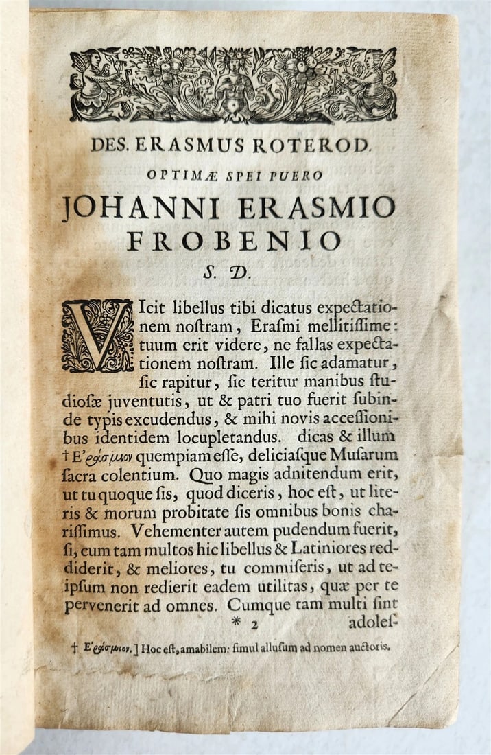 1664 COLLOQUIA by ERASMUS antique VELLUM BOUND - 4