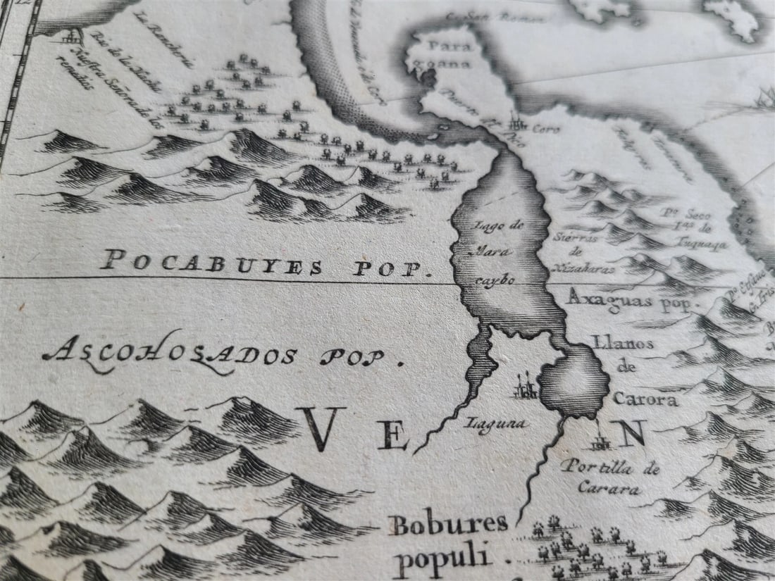 1671 MAP VENEZUELA CUM PARTE AUSTRALI NOUAE ANDALUSIAE antique 15x18" 17th CENT. - 5
