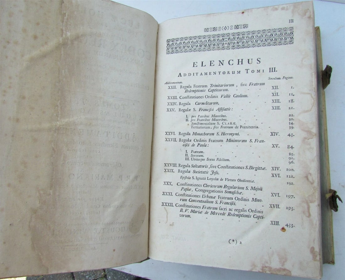 1759 PIGSKIN decorative BINDING ANTIQUE FOLIO Codex Regularum Lucae Holstenii V3 - 6