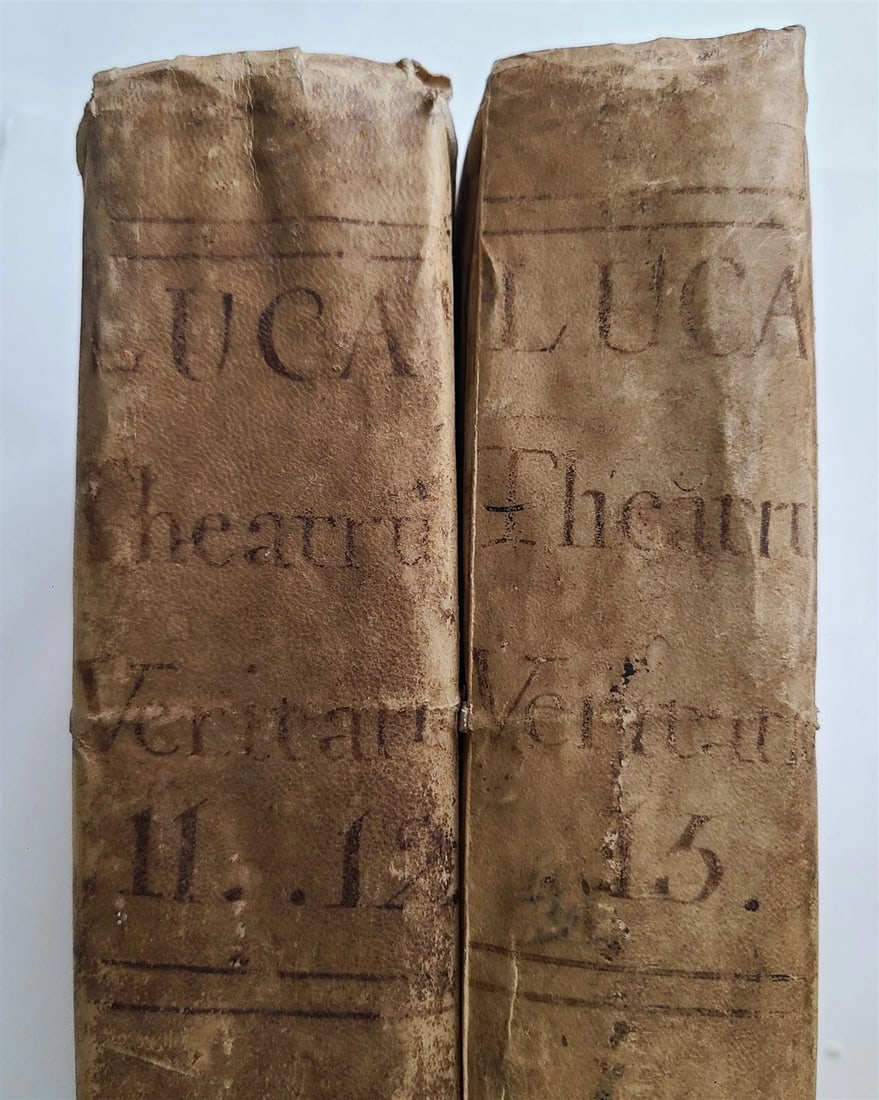 1758 Theatrum veritatis by J.B.de Luca. antique VELLUM BOUND 2 FOLIO VOLUMES - 3