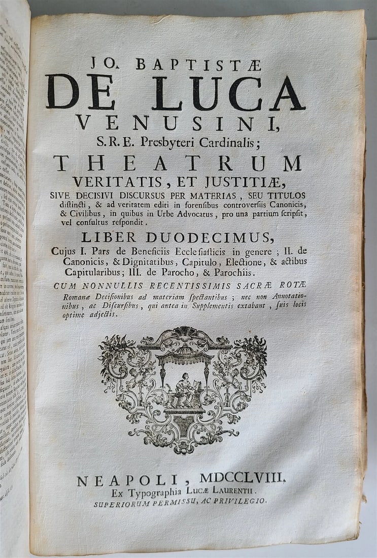1758 Theatrum veritatis by J.B.de Luca. antique VELLUM BOUND 2 FOLIO VOLUMES - 7