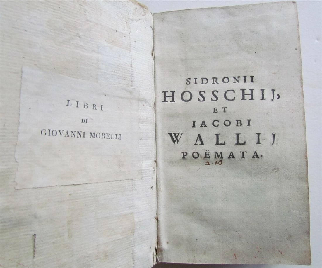 1696 POETRY by Hosschius & Wallius ANTIQUE VELLUM BOUND 17th CENTURY - 4