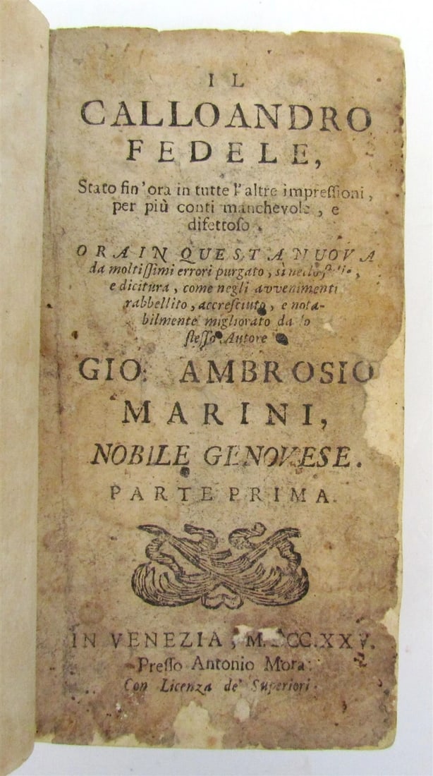 1725 CALLOANDRO FEDELE TRAGICOMEDIA by G. Ambrosio Marini antique VELLUM BOUND - 2