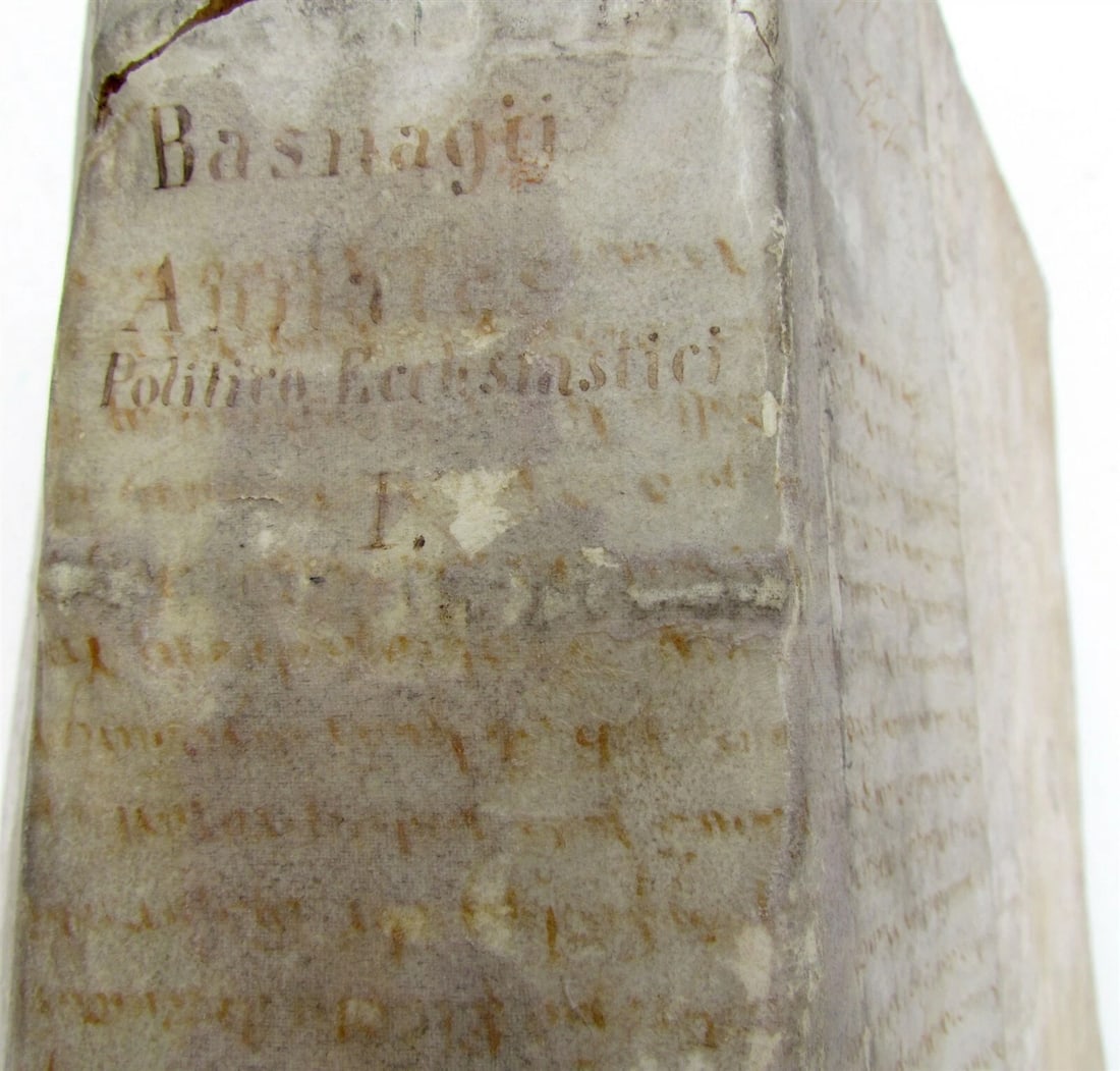 1706 VELLUM BOUND ANTIQUE FOLIO ANNALES POLITICO-ECCLESIASTICI by S. BASNAGII - 2
