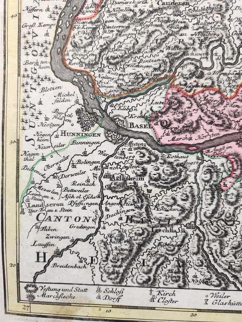 1730s Breisgau Germany antique MAP antique PROVINCIA BRISGOVIAE Matthias Seutter - 3