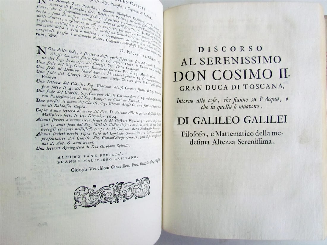 1718 GALILEO GALILEI 3 volumes OPERE illustrated VELLUM BOUND antique SCARCE - 4