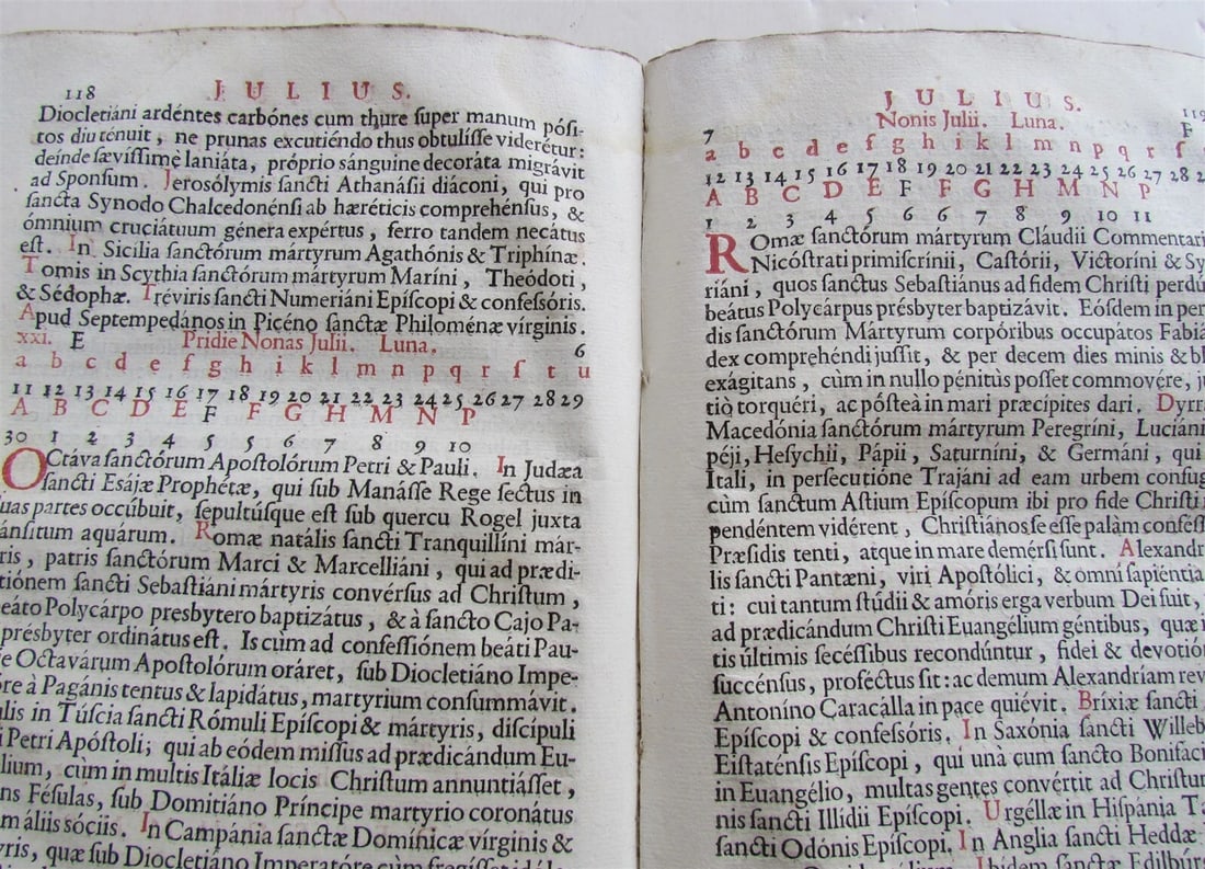 1732 ROMAN MARTIROLOGY antique VELLUM BOUND MARTIROLOGIUM ROMANUM - 4