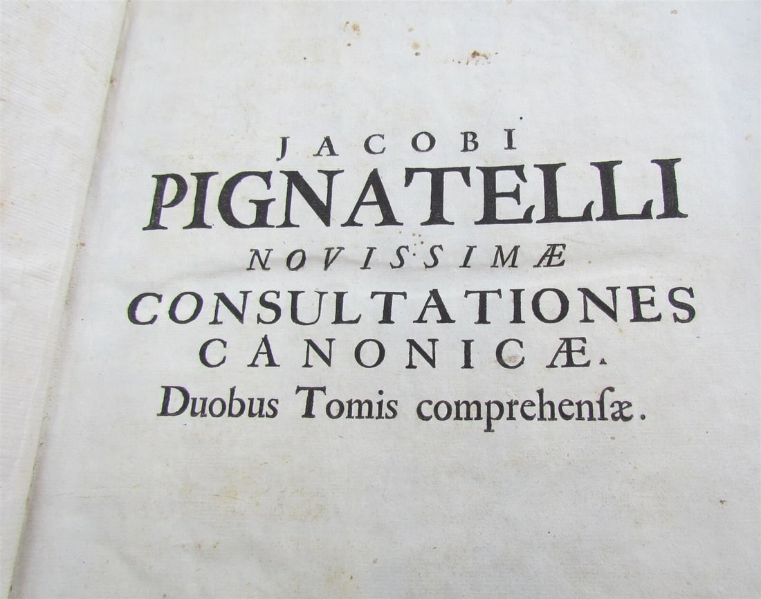1723 VELLUM BOUND FOLIO THEOLOGY by JACOBI PIGNATELLI antique ATTRACTIVE BINDING - 5