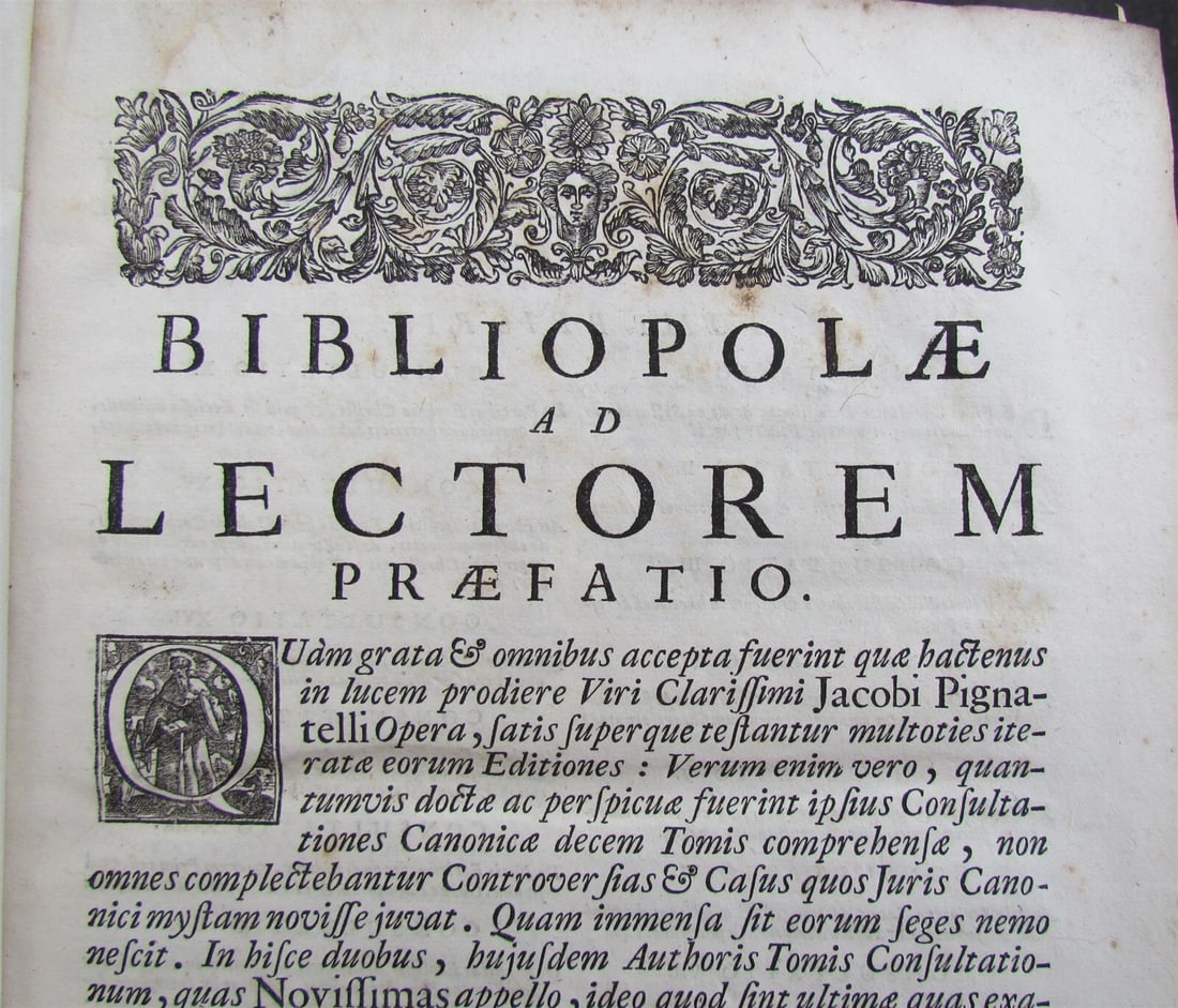 1723 VELLUM BOUND FOLIO THEOLOGY by JACOBI PIGNATELLI antique ATTRACTIVE BINDING - 6