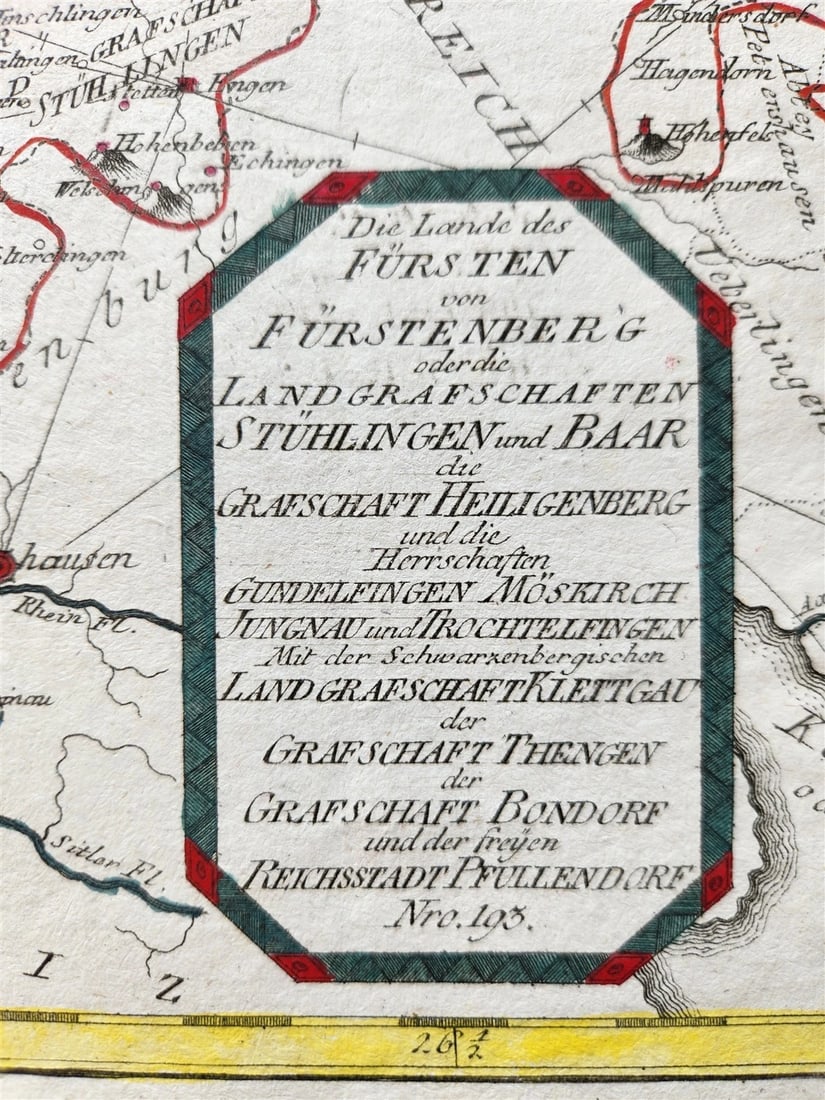 1790s GERMANY antique MAP lands of the Prince of Furstenberg - 2