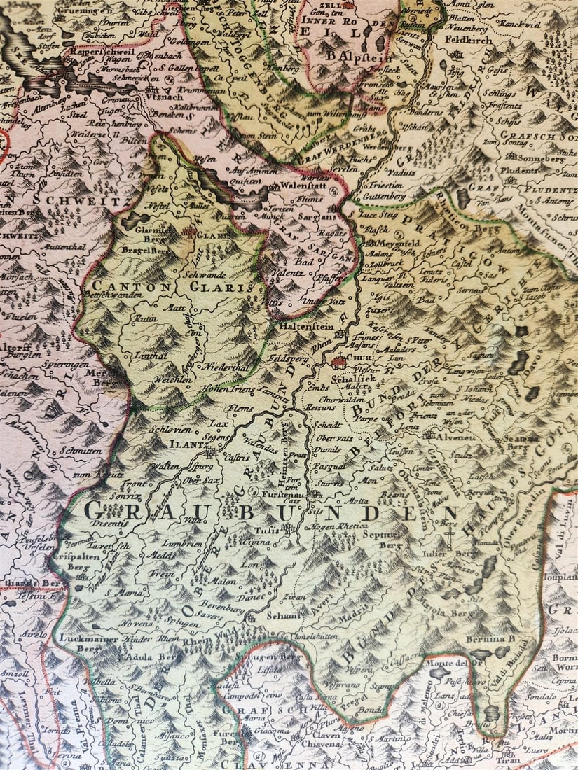 1732 SWITZERLAND antique MAP HELVETIORUM Reipublicae Cantones Tredicum by HOMANN - 6