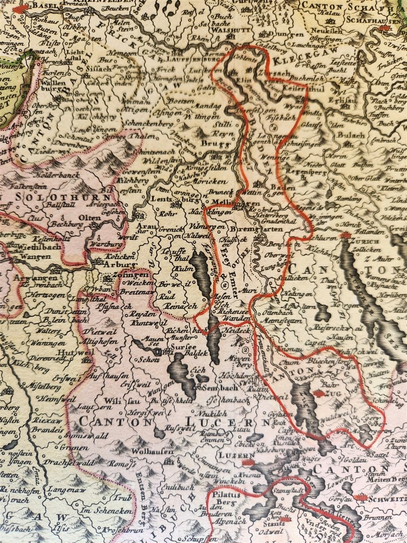1732 SWITZERLAND antique MAP HELVETIORUM Reipublicae Cantones Tredicum by HOMANN - 7