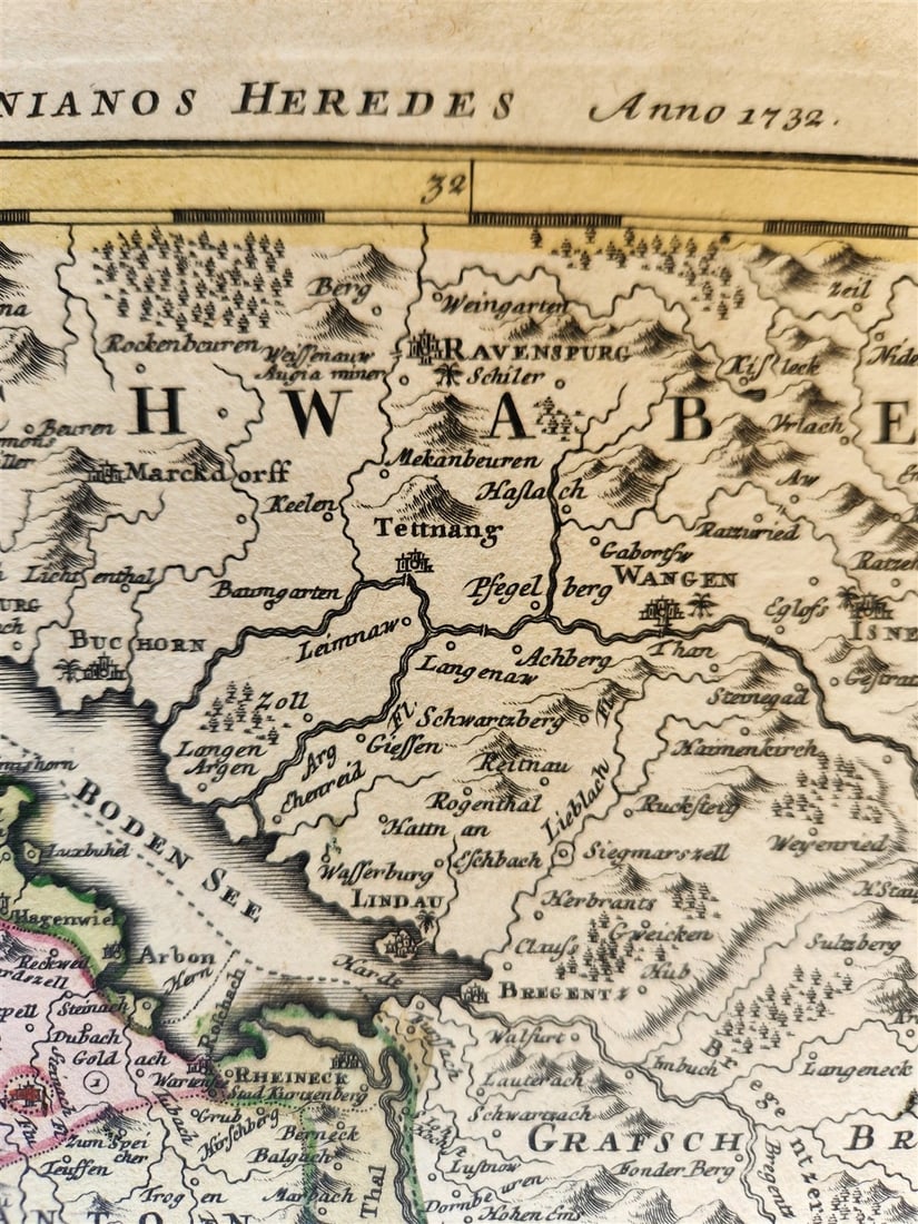 1732 SWITZERLAND antique MAP HELVETIORUM Reipublicae Cantones Tredicum by HOMANN - 8