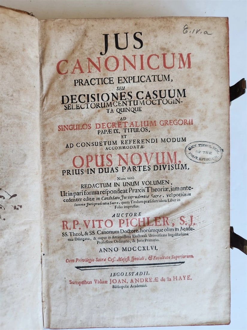 1746 CANON LAW antique PIGSKIN BOUND FOLIO - 2