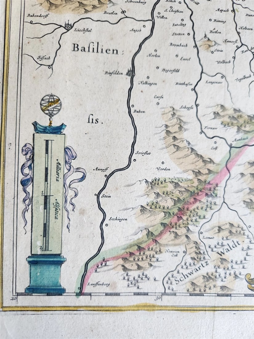 1640 ALSACE FRANCE antique MAP ALSATIA LANDGRAVIATUS - 5
