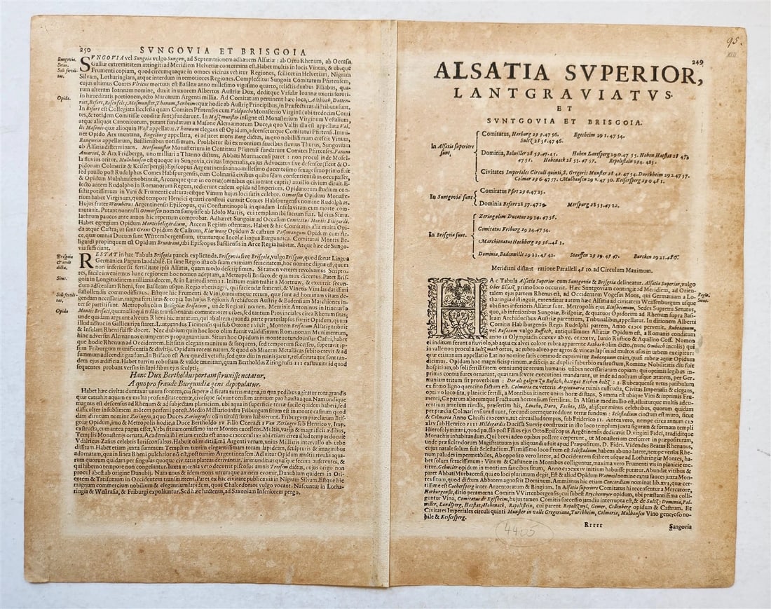 1623 ALSACE FRANCE antique MAP Gerhard Mercator - Hendricus Hondius - 5