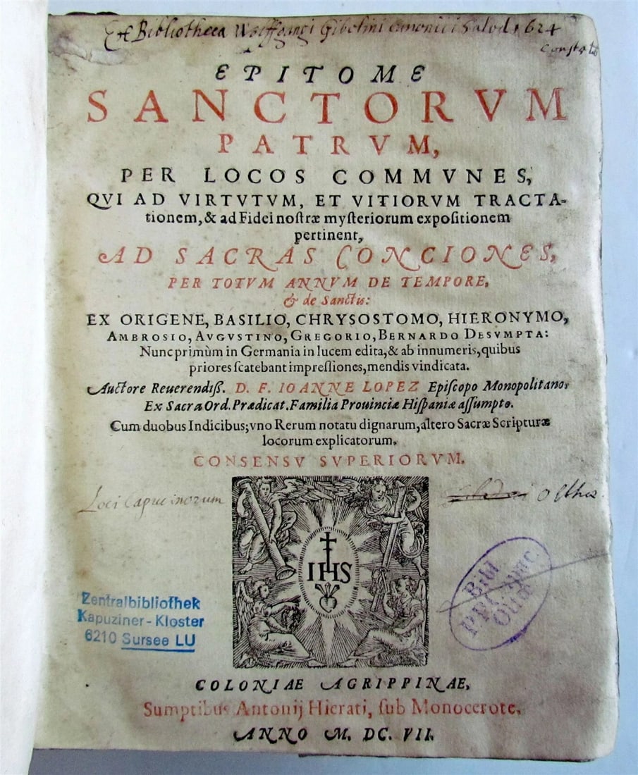 1607 4 VOLUMES Spanish Dominican Juan Lopez collection of sermons antique vellum - 3