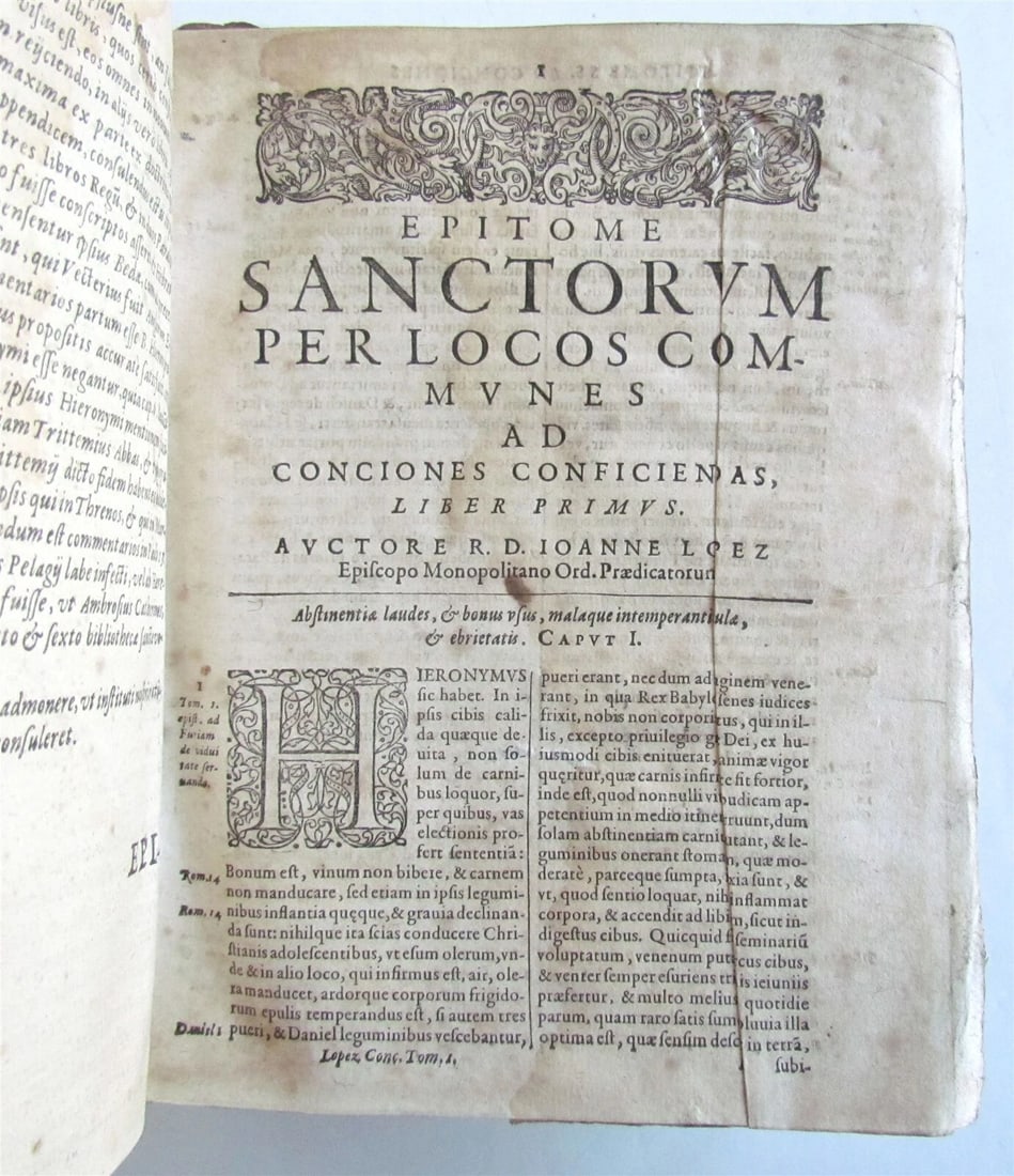 1607 4 VOLUMES Spanish Dominican Juan Lopez collection of sermons antique vellum - 5