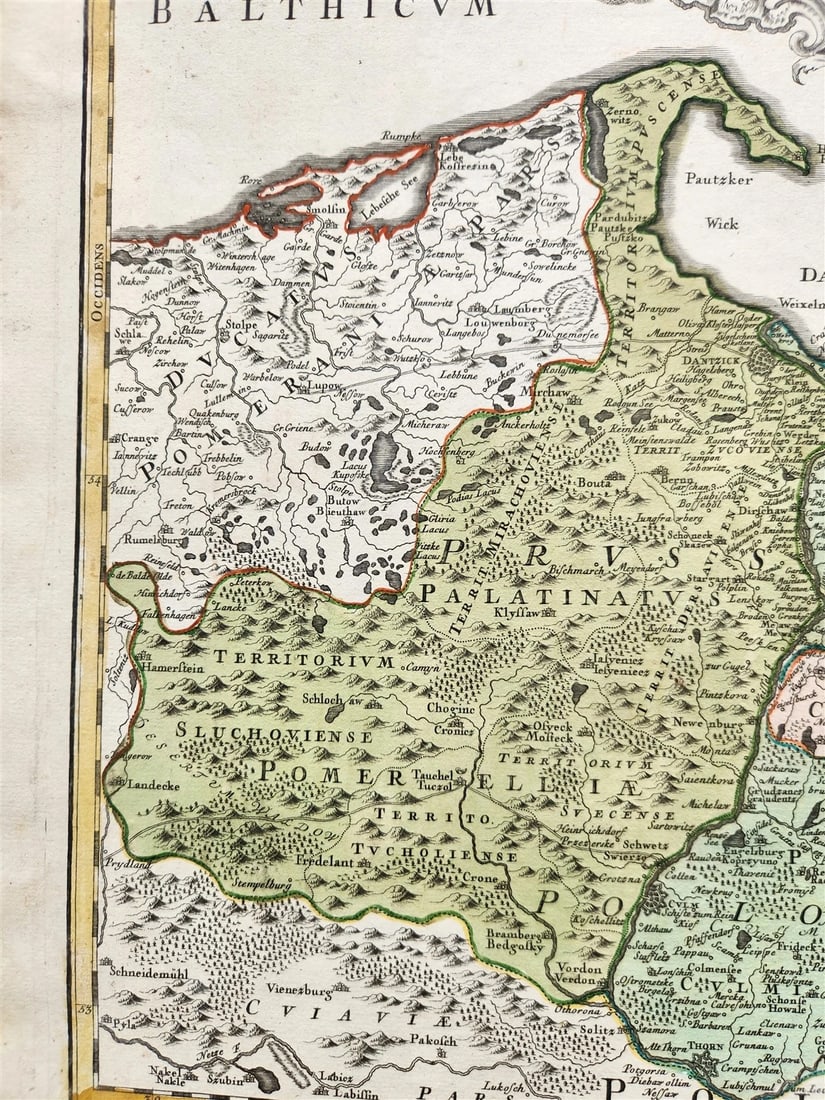 1716 GERMANY PRUSSIA POLAND LITHUANIA antique MAP by HOMANN-BORUSSIA - 3