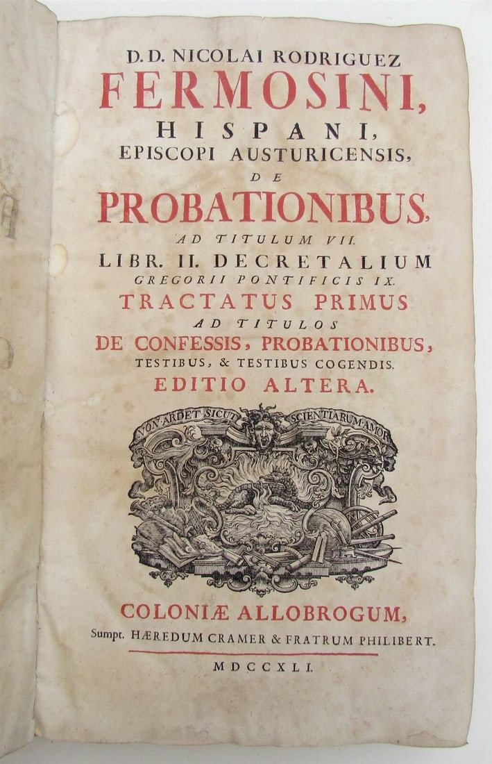 1741 VELLUM BOUND ANTIQUE FOLIO N. Fermosini HISPANI EPISCOPI PROBATIONIBUS v.6 - 3