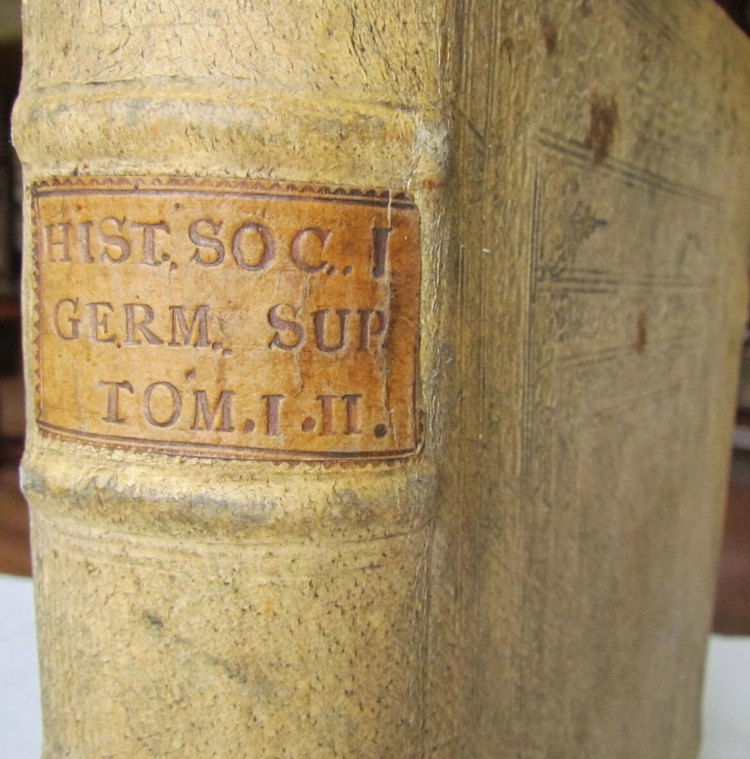 1727 ANTIQUE BLINDSTAMP PIGSKIN GERMAN JESUIT HISTORY FOLIO by IGNATIO AGRICOLA - 2