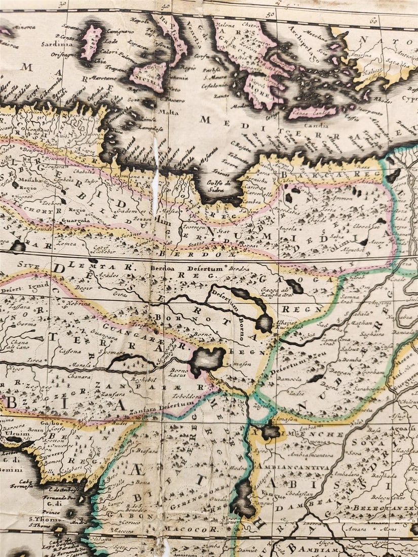 1680 AFRICA antique MAP rare 17th CENTURY AUTHENTIC - 3