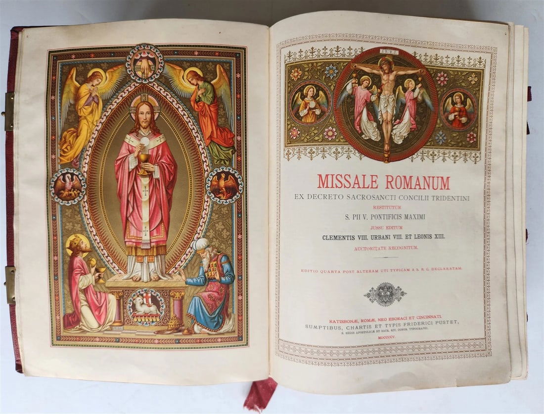 1905 MISSAL FOLIO antique LEATHER BINDING w/ BRASS FITTINGS Missale Romanum - 7