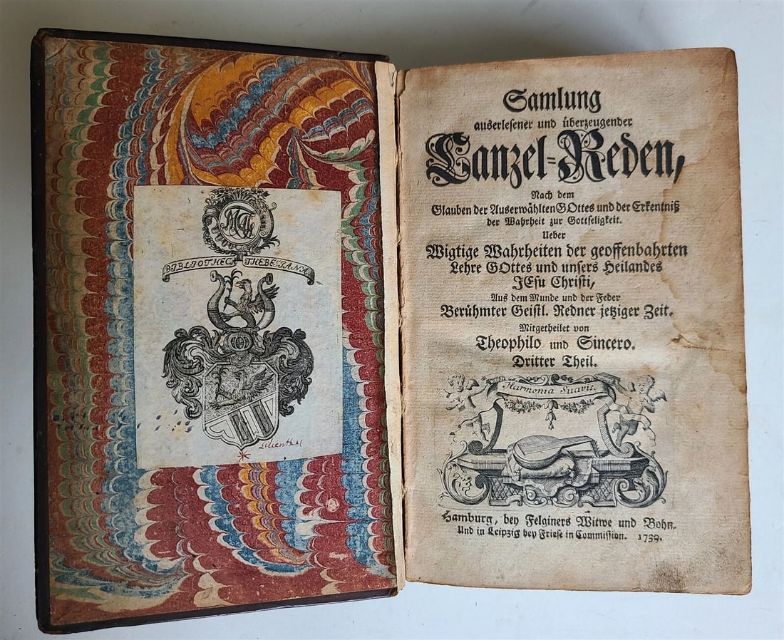 1739 COLLECTION OF SPEECHES by Vierter Theil NICELY BOUND antique GERMAN - 3
