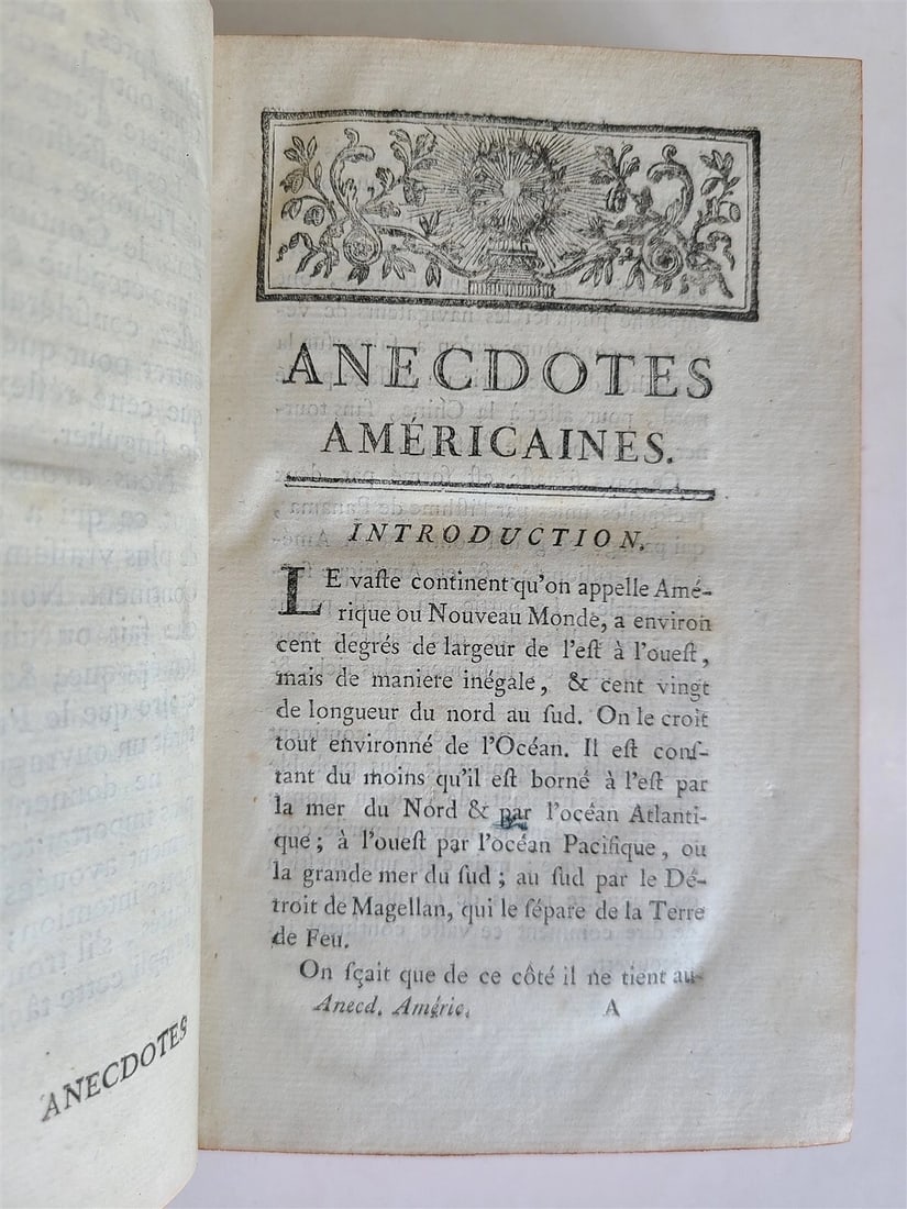 1776 ANECDOTES AMERICAINES antique FRENCH HISTORY of AMERICA - North & South - 3