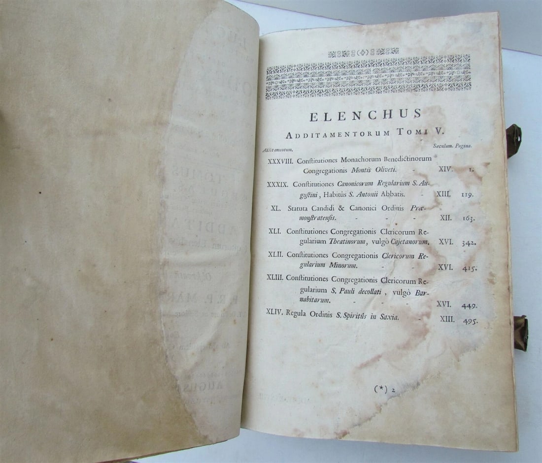 1759 PIGSKIN BOUND ANTIQUE FOLIO MONASTIC LIFE Codex Regularum by L. Holstenii - 5