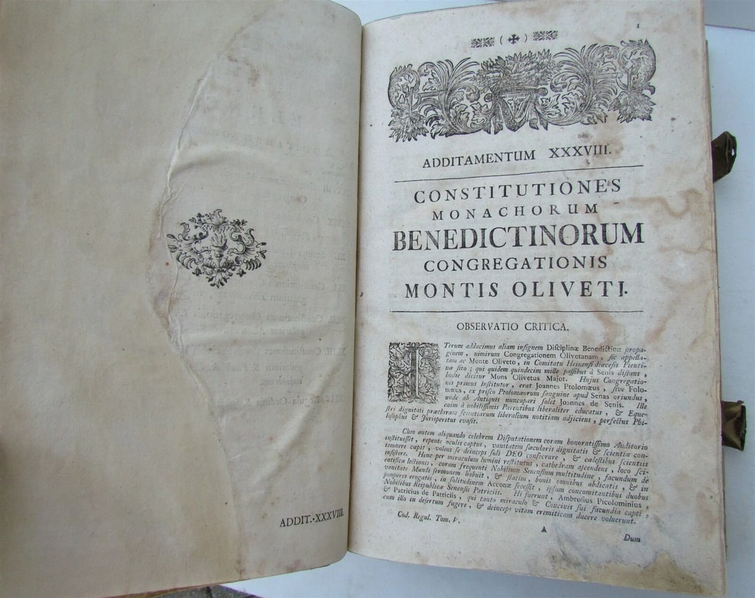 1759 PIGSKIN BOUND ANTIQUE FOLIO MONASTIC LIFE Codex Regularum by L. Holstenii - 6