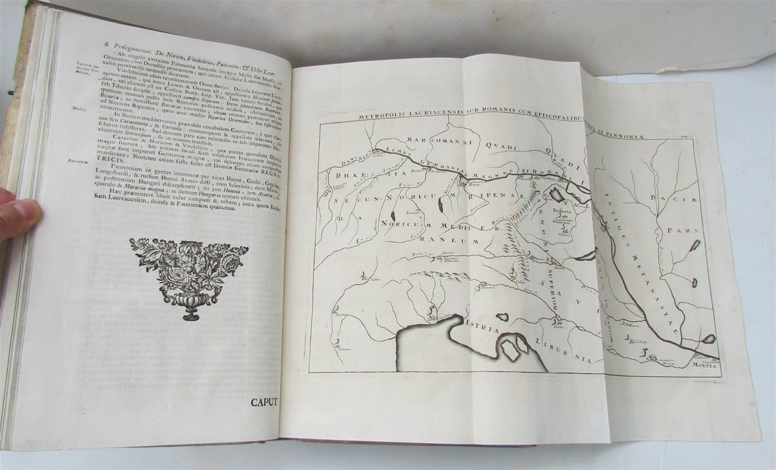 1727 GERMANIA SACRA by M. Hansiz BLINDSTAMPED PIGSKIN antique FOLIO w/ MAP - 7