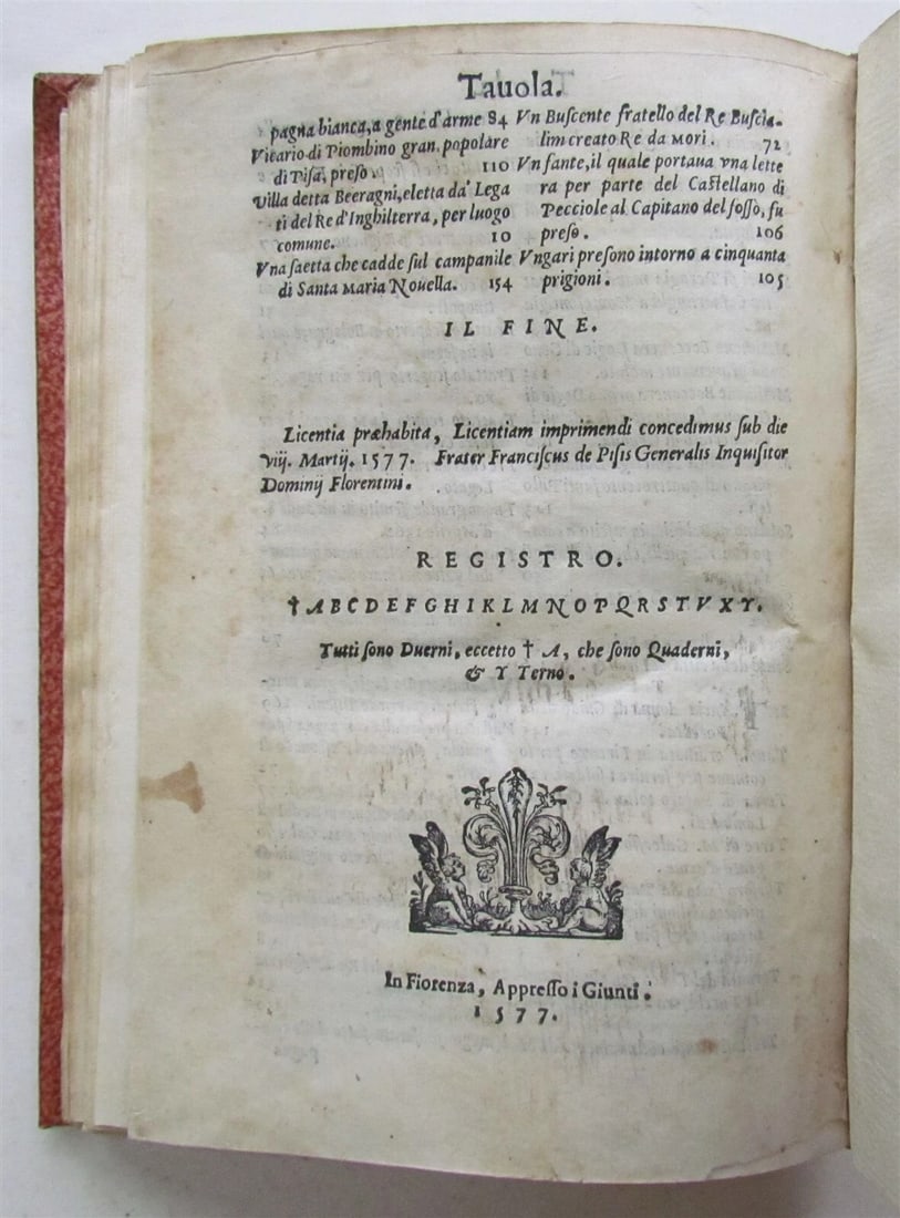 1577 DELLA HISTORIA DI MATTEO VILLIANI antique ITALIAN HISTORY 16th CENTURY - 3