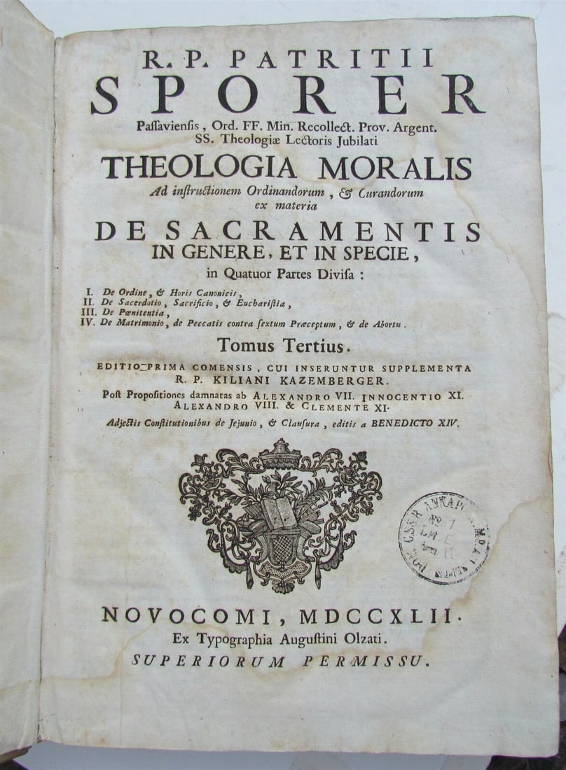 1742 VELLUM BOUND ANTIQUE FOLIO by Patritii Sporer - 2