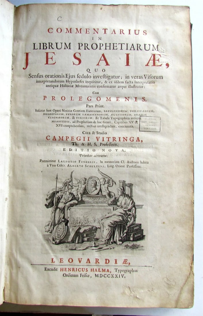 1722 2 VOLUMES Commentary on Isaiah by C.Vitringa antique FOLIOS VELLUM w/ MAP - 4