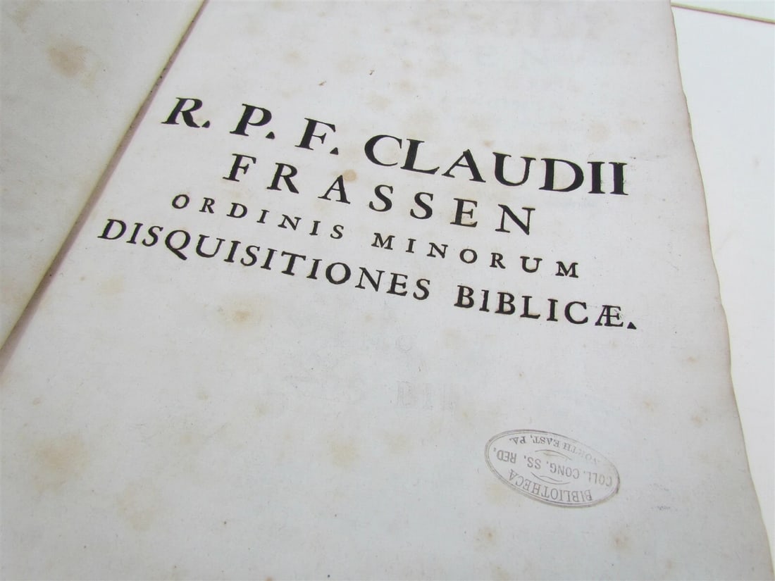1769 VELLUM BOUND ANTIQUE FOLIO Disquisitiones Biblicae R.P.F. Claudii Frassen - 5