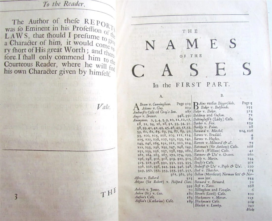 1726 LAW BOOK Reports of Sir Peyton Ventris ANTIQUE FOLIO in ENGLISH - 3