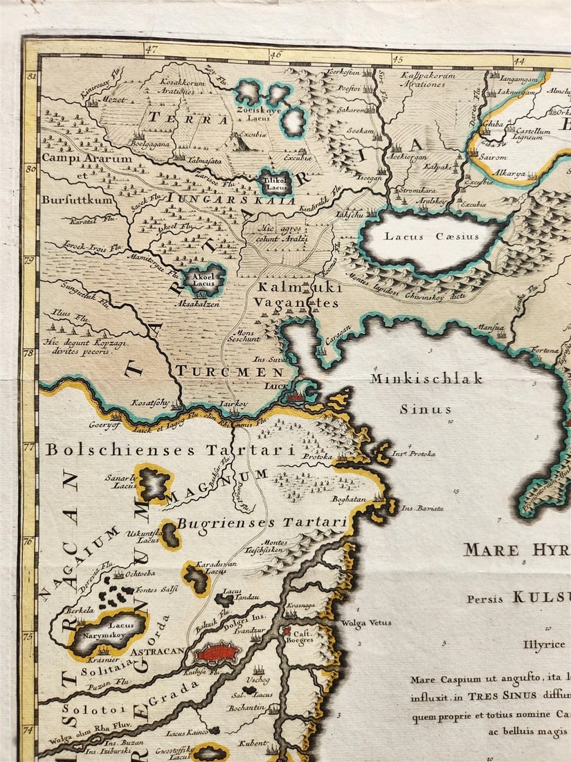 1720 CASPIAN SEA AREA antique MAP Russia RARE - 3