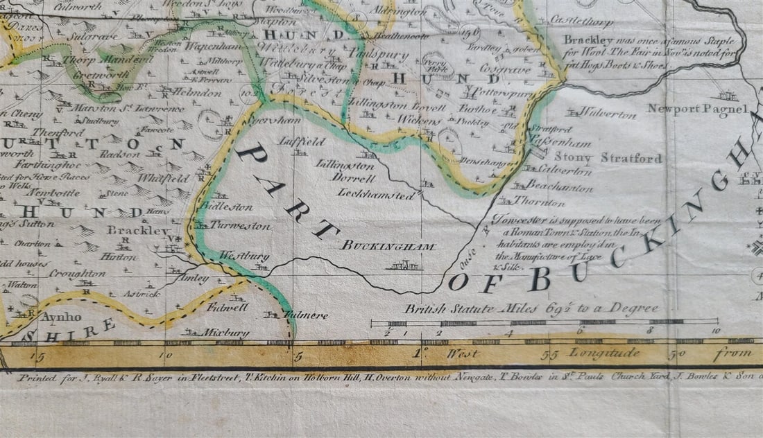 1764 ACCURATE MAP OF THE COUNTY OF NORTHAMPTON antique 17.5 x 21.5" 18th CENTURY - 5