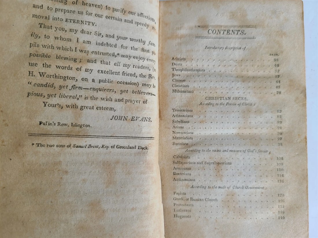 1807 SKETCH of DENOMINATIONS of CHRISTIAN WORLD by JOHN EVANS antique AMERICANA - 4
