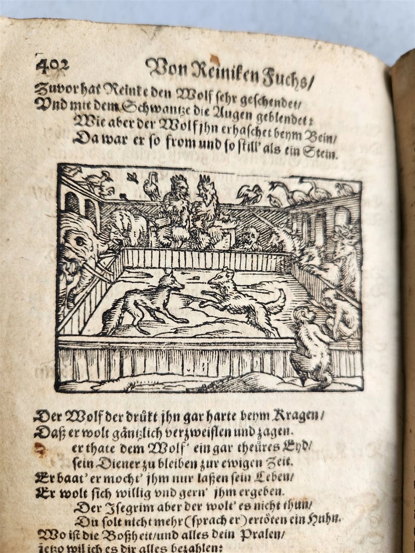 1650 REYNARD THE FOX in GERMAN antique ILLUSTRATED w/ 41 WOODCUTS - 3
