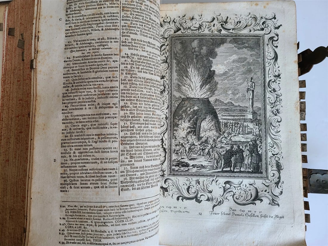 1770 BIBLE in LATIN - GERMAN ILLUSTRATED MASSIVE FOLIOS 2 volumes antique - 7