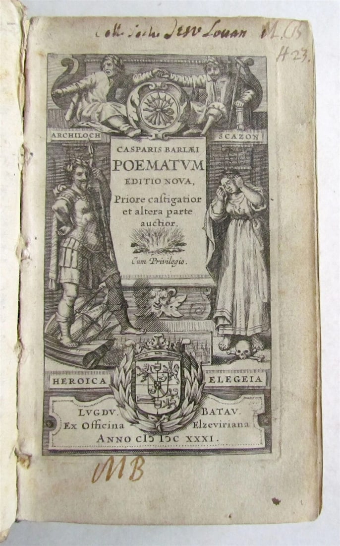 1631 POETRY by C. Barlaeus antique 17th CENTURY VELLUM BINDING: Title: 1631 POETRY by C. Barlaeus antique 17th CENTURY VELLUM BINDING Description: Barlaeus, C. Poematum editio nova, priore castigatior et altera parte auctior. Leyden, Ex Officina Elzeviriana (B. an