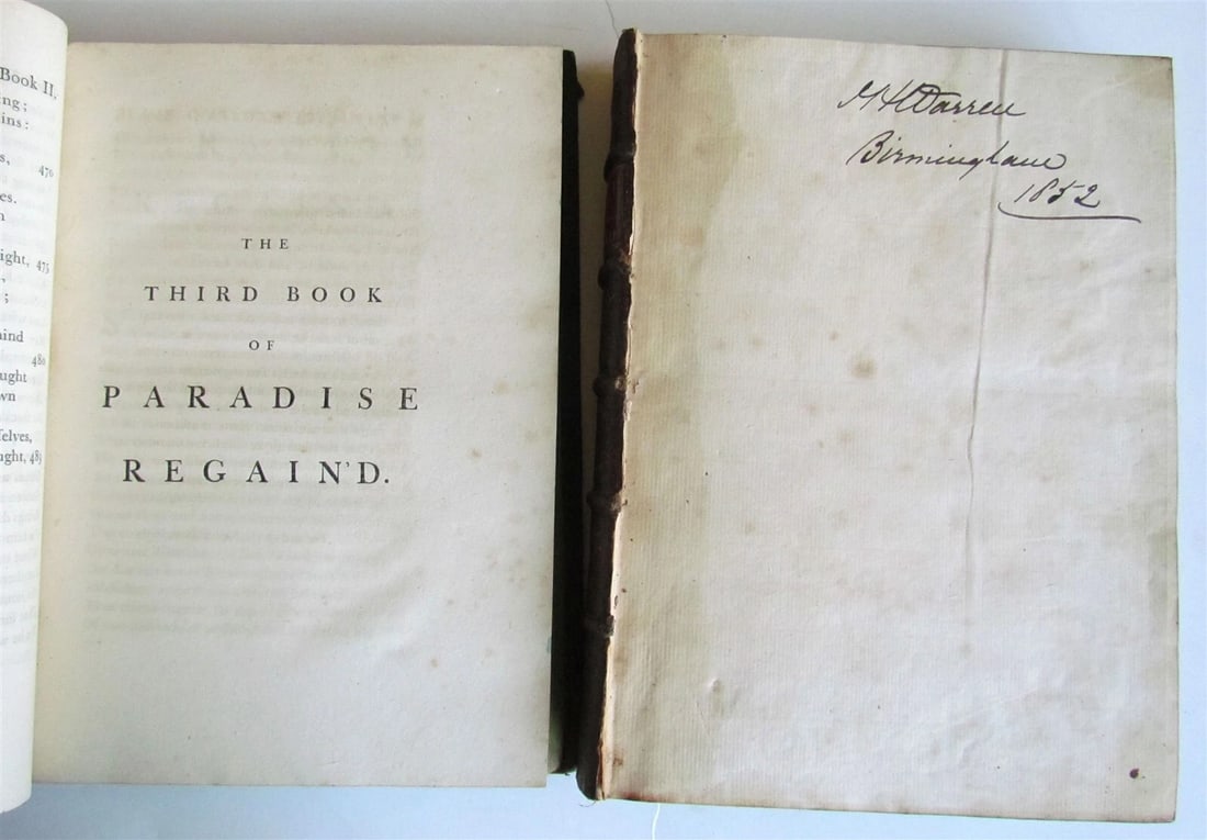 1759 JOHN MILTON 2 VOL. Paradise Lost & Paradise Regain'd Baskerville ANTIQUE - 4