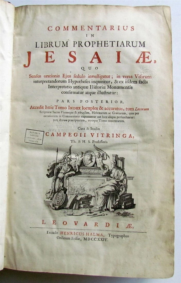 1722 2 VOLUMES Commentary on Isaiah by C.Vitringa antique FOLIOS VELLUM w/ MAP - 8